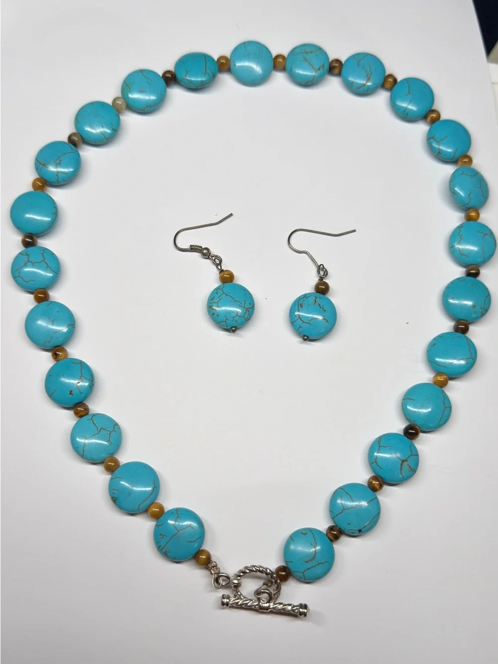 Turquoise Bead Necklace with Matching Earrings